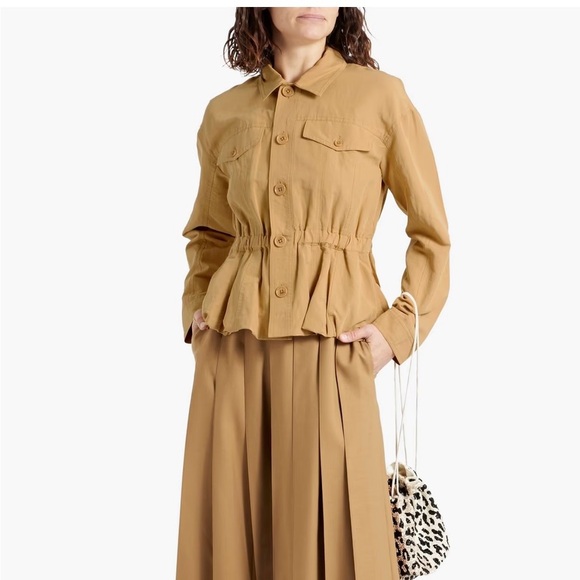 Ulla Johnson Jordana Jacket Tan Cotton Linen Peplum Utility Size Medium - Picture 2 of 16